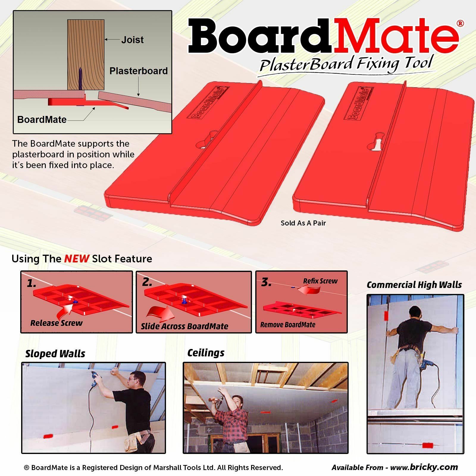 Boardmate- Drywall Installation Tool, Supports The Board In Place While Securing