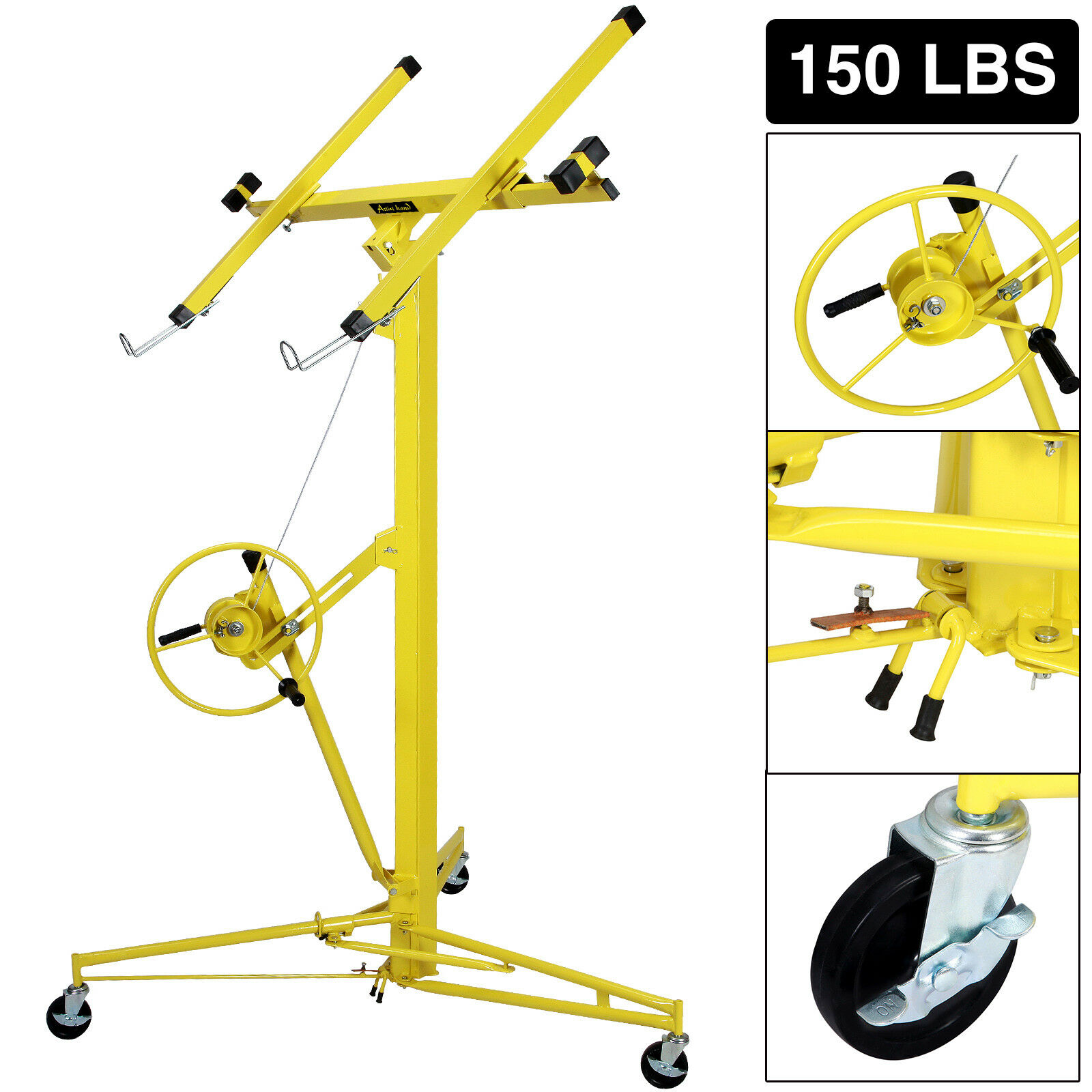16ft Drywall Lift Plasterboard Panel Rolling Lifter Lockable Industrial Tool