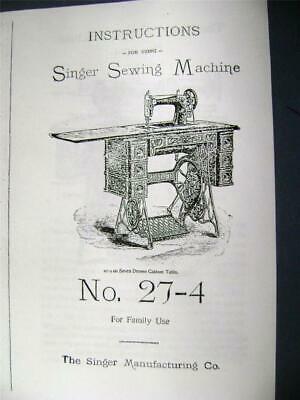 Singer Treadle Sewing Machine Manual For Model 27-4 1905, Others Free Shipping !