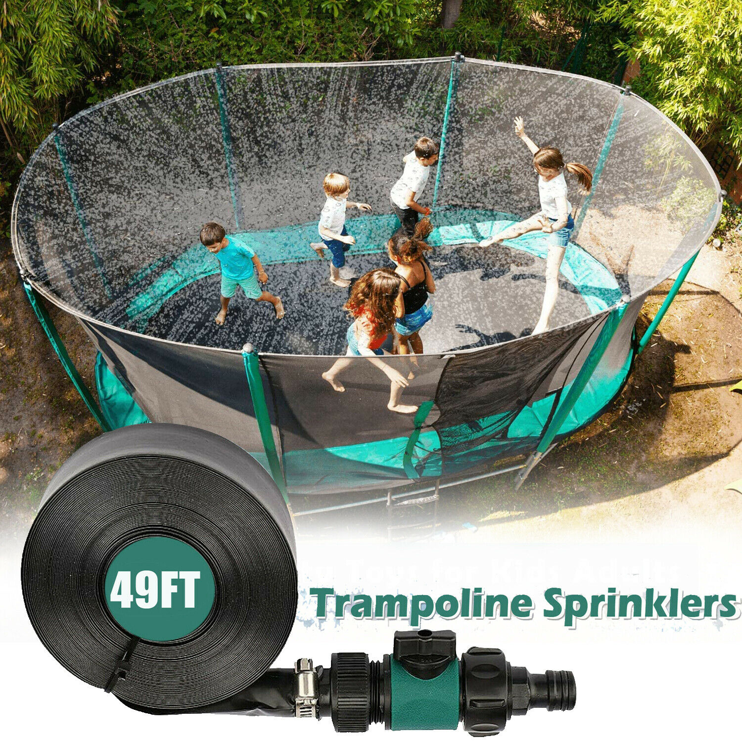 Trampoline Sprinkler Water Spray Kids Outdoor Summer Fun Backyard Waterpark Game