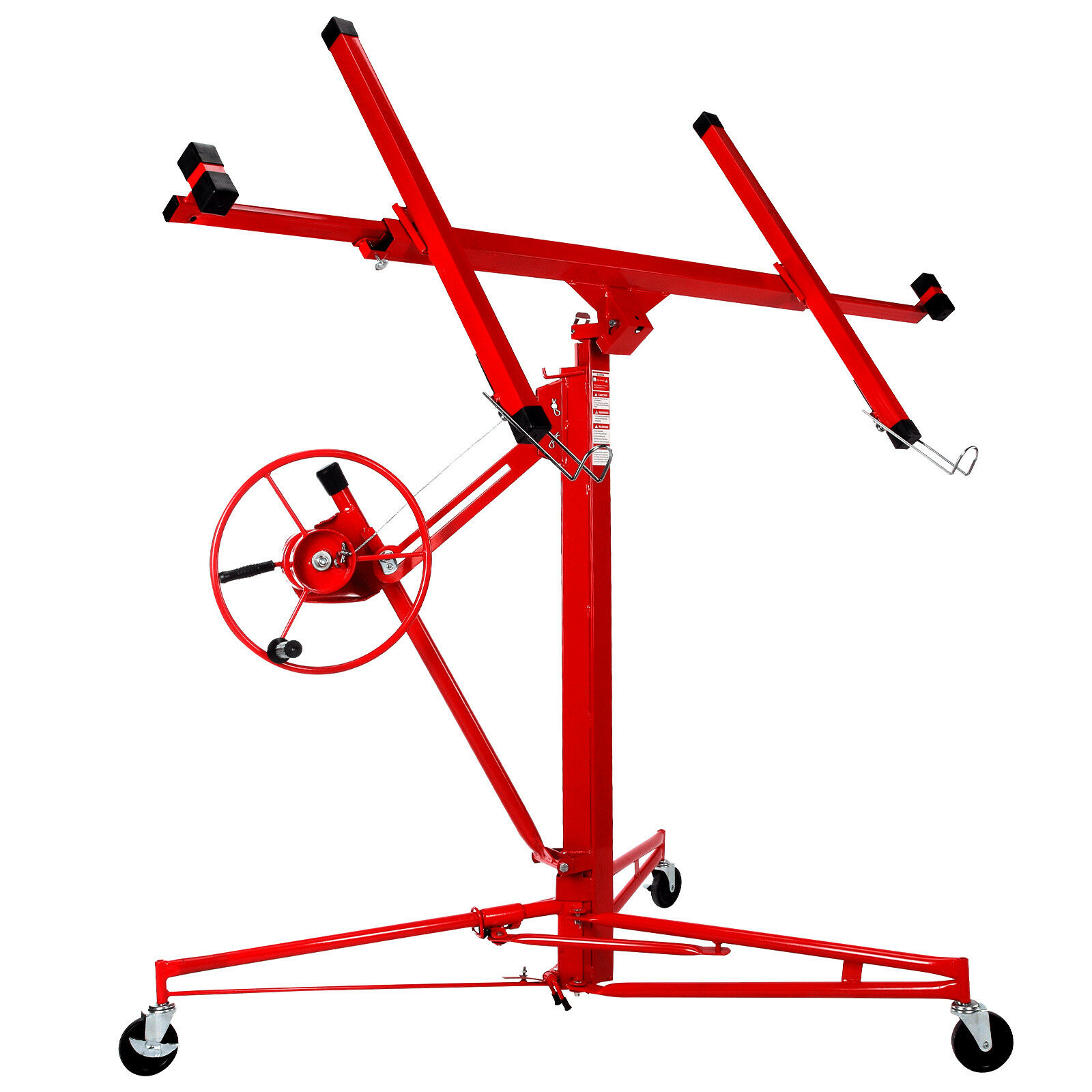 New 11' Drywall Lifter Panel Hoist Jack Rolling Caster Construction Lockable Red