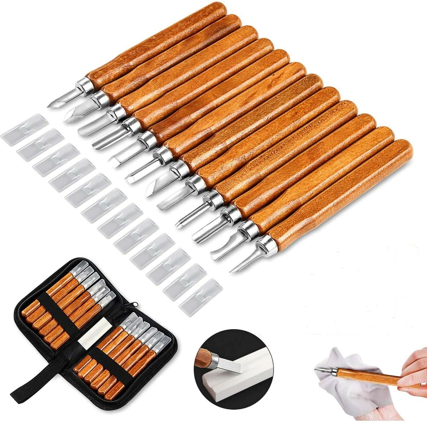 Wood Carving Tools 12 Set Sk2 Carbon Steel Sculpting Knife Kit For Professions